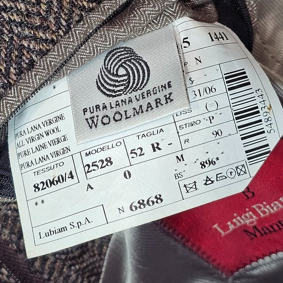 Luigi Bianchi Mantova Wool Brown Herringbone Dual Vent Blazer Sport Jacket 42R - Picture 10 of 10